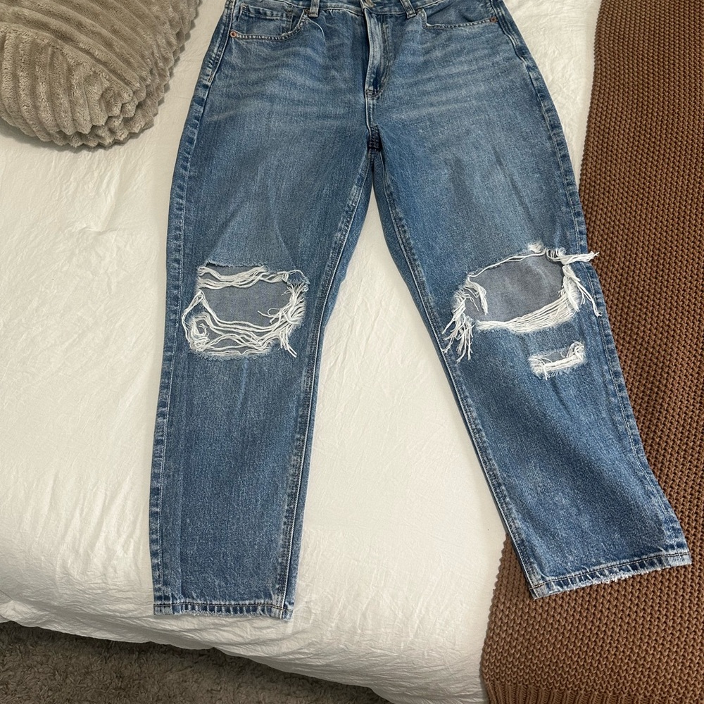 Distressed Blue Jeans